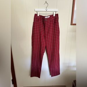Plaid Super Hight Waist Straight Leg pants.